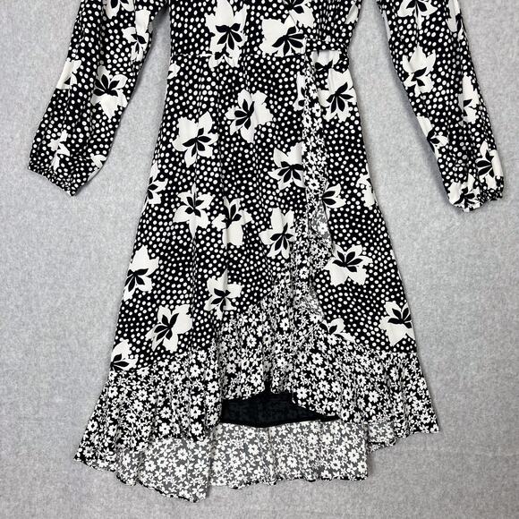 Anthropologie Porridge Black White Floral Amity Wrap Dress Size Small - Picture 3 of 10